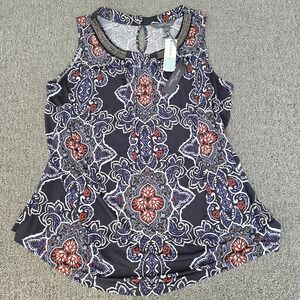 NWT Market & Spruce Floral Beaded Sleeveless Blouse Top Romantic Womens Plus 2X